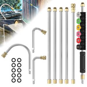 lot 11158 image: Sealegend Pressure Washer Extension Wand with 6 Spray Nozzle Tips for Gutter Cleaning up to 9FT, Upgrade Power Washer Lance with 30°, 90°, U-shaped Curved Rod, 14in Quick Connect, 4000 PSI