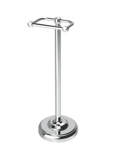 lot 11180 image: WZRUA Toilet Paper Holder Stand, Toilet Paper Holder Free Standing,Post Pivoting Design and Stable Weighted Base SUS304 Stainless Steel for Bathroom (Chrome) (Used)