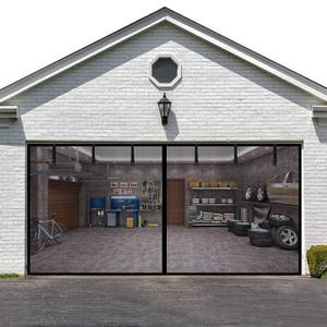 lot 11185 image: LIAMST Garage Door Screen 16  9FT2 Car Garage Doors- Reinforced Fiberglass Door Screen,Stronger High Energy Magnets  Magnetic Screen Door