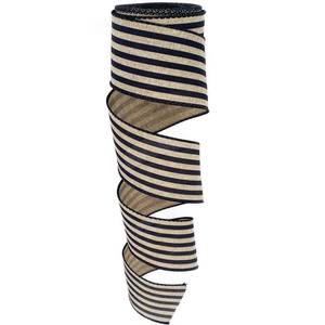 lot 12147 image: Leecogo Burlap Ribbon Wired,2 12inx10 Yard,Black Stripe Rustic Ribbon for Easter, Christmas, Wreath, Spring, Summer, Wedding, Baby Shower, Birthday