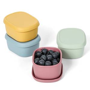 lot 12164 image: AOEDEO 4 Pcs Silicone Food Storage Containers with LidsBPA Free Reusable Silicone Storage Containers for Food Freezer Dishwasher Safe (33.8oz, 20oz, 10oz, 6.7oz)blue