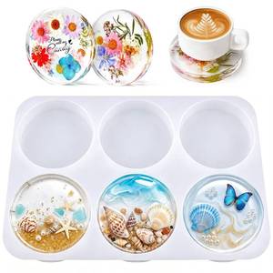 lot 12190 image: HeyClear Silicone Molds for Resin Coasters, 6-Cavity Round Epoxy Resin Molds for Crafts, DIY Tray, Flower Bouquet Preservation Moldes para Resina Epoxica