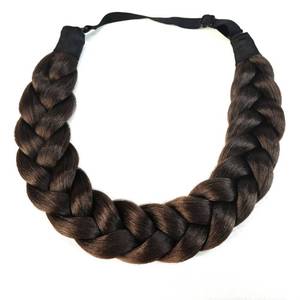 lot 12208 image: TOECWEGR Hair Braided Headband Classic Chunky Wide Thick Plaited Braids Elastic Stretch Syntheti Buckling Hairpiece Braid Headband