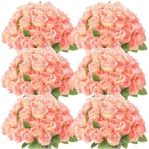 lot 13813 image: Jexine 50 Pcs Artificial Rose Flower Bulk Realistic Silk Fake Roses with Long Stem Plastic Artificial Flower Bouquet Real Looking for Home Wedding Centerpieces Party Decoration(Champagne)