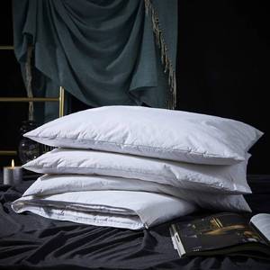 lot 13823 image: Three Geese Adjustable Layer Goose Feather Pillow,Assembled Bed Pillow, Soft Cotton Cover,Good for Side and Back Stomach Sleeper, StandardQueen Size,Packaging Include 1 Pillow