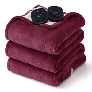 lot 13833 image: Bedsure Electric Blanket Queen Size - Dual Control Heated Blanket Queen, Fast Heating with 10 Time Settings and 10 Heat Settings, Warm Gift for Grandma (84x90 inches, Red)