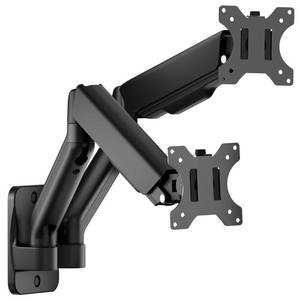 lot 13838 image: monTEK Dual Monitor Wall Mount for 17 to 32 inch FlatCurved Screens, Each Holds to 19.8 lbs, Full Motion Adjustable Mechanical Spring Monitor Arm, 75x75100x100 VESA Wall Mount, Black