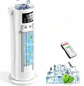 lot 13841 image: Portable Air Conditioners - 3 Speeds and Storm Mode and Mist Spray, Tower Cooling Fan with Timer, 120° Oscillation for Home, Office, Bedroom, Living Room - Portable AC Standing Fan (Dark Green)