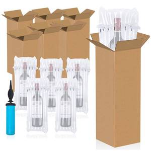 lot 13857 image: 12 Sets Wine Shipping Box Kit Include Wine Packaging Boxes Inflatable Protector Bags for Shipping Travel for with Air Pump for Moving Safety Transportation of Glass Bottles