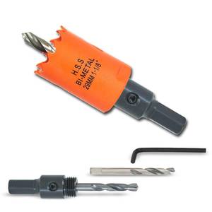 lot 14014 image: VIKITON 1-18 inch Hole Saw with Arbor for Metal Wood Plastic, 1.1 in Bimetal Hole Cutter for Different Project with Smooth and Flat Drilling Edge, Fast Chip Removal
