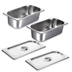 lot 14022 image: 2 Pack 13 Size Stainless Steam Hotel Pan with Lid, 3-58in Depth Steam Table Pan Restaurant Supplies Reusable Anti Rust Water Tool for Home, Party, Restaurant, Hotel, Buffet