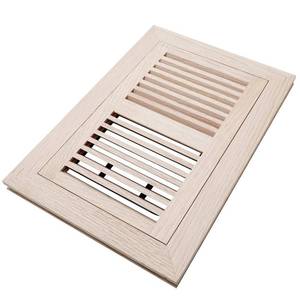 lot 14025 image: Oak Floor Register for 6x10 Inch Duct Holes - Flush Mount Floor Vent with Metal Damper - White Wooden Vent Covers for Home Floor - 0.8 Inch Thickness - Unfinished