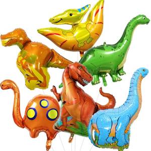lot 14027 image: Dinosaur Foil Balloons Set (35-50 In), 6 Pieces Large Dinosaur Mylar Helium Balloons for Kids, Giant Cute Dino Birthday Party Decorations Kit for Boys Jungle Safari Theme Baby Shower Decor Supplies