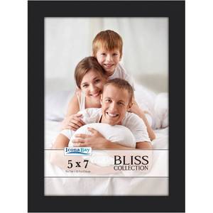 lot 14037 image: Icona Bay - 5x7 Black Picture Frame - Modern Style Engineered Wood Frame - Table Top or Wall Mount - Bliss Collection