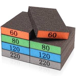 lot 14039 image: YNZDRWA 8 Pack Sanding Sponge, Washable and Reusable Sanding Blocks for Drywall Wood Metal Furniture, 6080120220 Grit Sandpaper Block Assortment