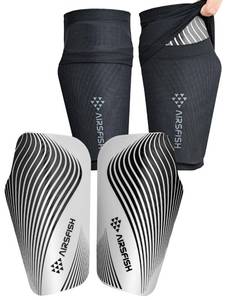 lot 14050 image: Airsfish Soccer Shin Guards for Kids Adults, CE Certified Shin Pads Sleeves Defender Protection Gear with Insert Pocket EVA Cushion Reduce Shocks and Injuries for Boys Girls Men (WhiteBlack, Large)