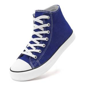 lot 14055 image: Women Size 9 High Top Lace Up Casual Canvas Sneakers, Comfortable Lightweight Classic Fashion Tennis Shoes, Zapatillas Casual De Lona De Moda para Hombre Y Mujer Blue