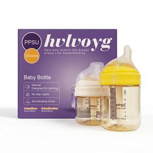 lot 14060 image: PPSU Baby Bottles for Newborns, Anti-Colic Wide Neck Breastfeeding Bottle with Angled Silicone Nipple, Natural Latch and Easy Drinking, BPA-Free, Heat Resistant, 5oz and 8oz, 0-6 Months, 3 Nipples