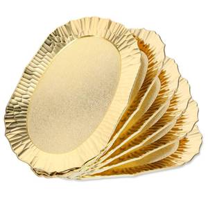lot 14495 image: 6 Packs Gold Plastic Serving Tray Set, Decorative Plastic Reusable Party Trays Platters for Food, Appetizer Platter, for Dessert Table, Cupcake, Charcuterie(14inx8.5in)