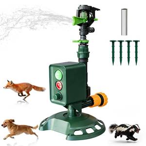 lot 17265 image: Solar Powered Motion Sensor Animal Repellent Sprinkler with Flashing Light, IP65 Waterproof Outdoor Deer and Dog Deterrent for Garden and Lawn Protection