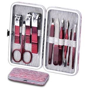 lot 18144 image: Missing Nail Clippers HANTEKAS Manicure Set 7 in 1 Stainless Steel, Nail Clippers Scissors Pedicure Tools Kit - Portable Travel Grooming Kit for Men and Women with Leather Case (Rose Red)