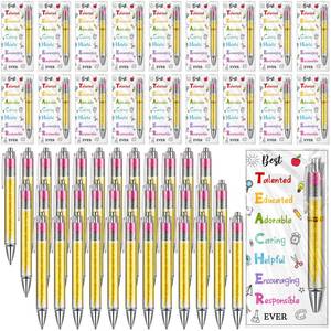 lot 18150 image: Sayglossy 72 Pcs Teacher Appreciation Gift Bulk Teachers Pens Bulk Thank You Gifts with Thanks Cards Ballpoint Pens Motivational Cards for School Office Supplies (Best Ever)
