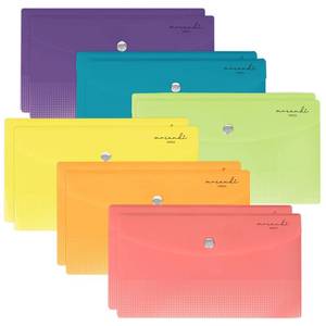 lot 18153 image: H4D Budget Envelopes for Cash System, Bill Bags, Small Plastic Receipt Holder Organizer, Primary Colors, 9x5 Inch, 6 Pack