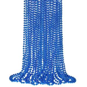 lot 18161 image: 12 PCS Blue Bead Necklace, Blue Mardi Gras Beads Christmas Necklaces, 33in 4th of July Patriotic Beads Necklaces, Parade Throw Accessories for Independence Day Mardi Gras Hanukkah Pirate Party