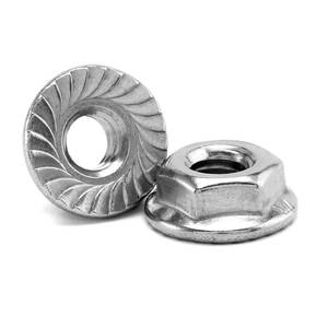 lot 18169 image: 14-20 Serrated Flange Hex Lock Nuts 50Pcs 304 Stainless Steel 18-8, Full Thread, Hex Drive, Bright Finish by SG TZH