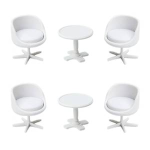 lot 18175 image: 6Pcs 130 Scale Miniature Chair, Mini Plastic Chairs and Table, Mini Backrest Swivel Egg Chair, Miniature Furniture for Mini House Accessories Gardening Scene Ornaments