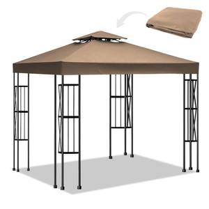 lot 18182 image: 10x10 Canopy Replacement top Double Tiered Polyester Replacement Canopy for Gazebo Pergolas Tent Patio Roof Top Cover(Frame Not Include) (Khaki)