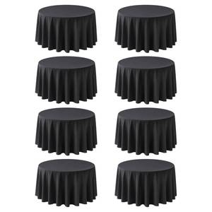 lot 19548 image: RestfulGlow 8 Pack Round Tablecloth 90 Inch Black Table Cloth for Round Tables, Washable Polyester Tablecloth Stain and Wrinkle Resistant Decorative Table Cloth for Wedding Party Dining Banquet