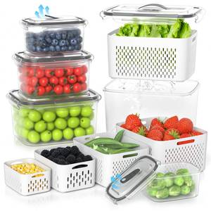 lot 19558 image: damynuo 5 Pack Fruit Storage Containers for Fridge - Clear Berry Containers with Colander, Airtight Fridge Organizer Bins with Vent Handle Lids for Refrigerator Organizers and Storage Keep Fresh
