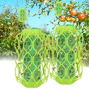 lot 19561 image: Sancodee 2 Pack Upgraded Wasp Trap Outdoor Hanging, Carpenter Bee and Hornet Catcher, Reusable Yellow Jacket Trap with Bait Reservoir, Bee Killer and Wasp Catcher for Outside (Green)