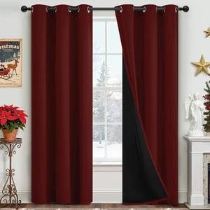 lot 19565 image: Yakamok 100percent Blackout Curtains for Bedroom 2 Panels - Completely Blackout Window Drapes Thermal Insulate Window Panels with Black Backing for Living Room, Grommet Top (42 by 84 inches, Burgundy Red)