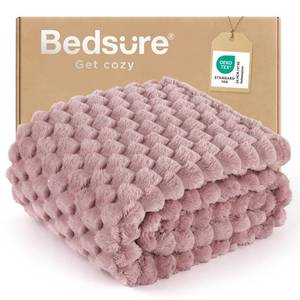 lot 19566 image: Bedsure Dusty Rose Throw Blanket for Couch - 350GSM Fluffy Plush Bubble Blanket for Bed Home Room Decor, GentleSoft Cute Fleece Soft Cozy Gifts for Women Girls, 50x60 Inches
