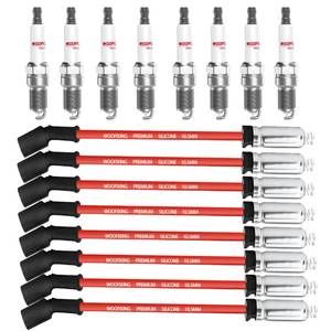 lot 19570 image: 41-162 Iridium Spark Plugs and Wires Set for Chevy 5.3L, SparkPlugs for Silverado Suburban Avalanche Tahoe 5.3 4.8L 6.0L, Replace for 41-962 Compatible with GMC Sierra Yukon