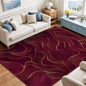 lot 19578 image: 5x7 Area Rug Red Gold Modern Rug for Living Room Indoor Machine Washable Abstract Rugs for Bedroom Ultra Soft Dining Room Large Carpet Non-Slip Non-Shedding Throw Rug for Home Office Kids Playroom