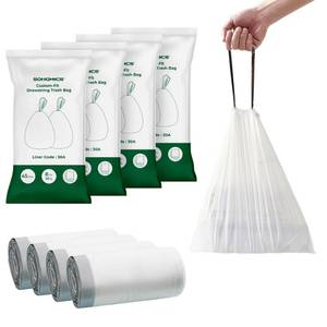 lot 19583 image: SONGMICS Trash Bags, Drawstring Kitchen Garbage Bags, Pre-Separated, Box-Free Pack, for 8-Gallon (30 L) Trash Cans, Liner Code 30A, 4 Rolls, 180 Count, White UKRB030A04 (2 Rolls Only)