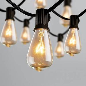 lot 19585 image: Konictom 10Ft Outdoor String Lights,Black Edison String Lights with 11 Clear Edison Bulbs (1 Spare) UL Listed,Hanging Lights for Outside Patio Wedding Garden Porch Backyard Party Deck Yard