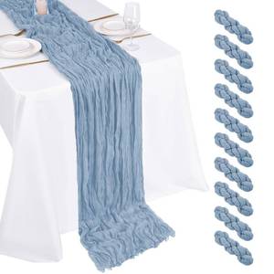 lot 19590 image: 10 Pack Dusty Blue Cheesecloth Table Runner 17x108 Inch Boho Gauze Cheese Cloth Table Runners for Wedding Party Baby Shower Birthday Home Decor