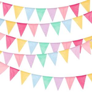 lot 19592 image: Tatuo 100 Pcs Pastel Pennant Flags Bunting Banner Pastel Fabric Triangle Flag Garland for Birthday Bridal Party Multicolored Decoration Hanging on Wall Ceiling Window (Mixed Color)