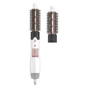 lot 19596 image: Conair Double Ceramic 2-in-1 Hot Air Brush, 1000W Hair Dryer Brush, Interchangeable 1� and 1� Inch Attachments for Voluminous Curls and Straight Styles, for Fine and Thick Hair, White