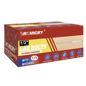 lot 19600 image: HROMIGRY 12in x 5in Lag Bolts (25 PCS) Lag Screws for Wood, Hot Dip Galvanized, Heavy Duty Hex Head with Washers
