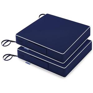 lot 19608 image: MIULEE Black 17 x 16 x 2 Outdoor Chair Cushions Waterproof Patio Chair Cushions with Adjustable Straps Set of 2 for Patio Furniture 3-Year Color Fastness Garden Sofa Couch