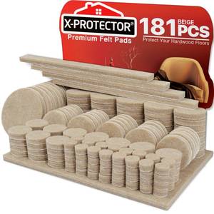 lot 19618 image: Felt Furniture Pads X-PROTECTOR 181 PCS Premium Furniture Pads - Felt Pads Furniture Feet Best Wood Floor Protectors - Protect Your Hardwood and Laminate Flooring (Open Box, May Be Missing Pieces)