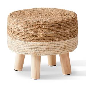 lot 19627 image: Cpintltr Foot Stool Natural Seagrass Hand Weave Poufs Round Ottoman for Couch Desk Soft Step Stool Padded Foot Rest with Non-Skid Pine Legs for Hallway Office Lounge NaturalWhite