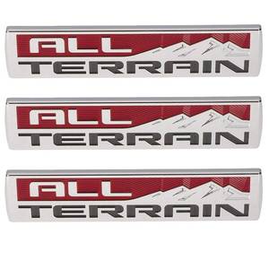 lot 20011 image: Aimoll 3pcs All Terrain Emblem 3D Badge Door Tailgate Replacement for 2014-2017 GMC Sierra Chrome