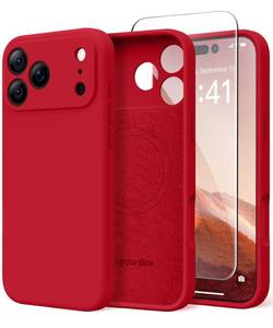 lot 20012 image: SuydanBox Magnetic for iPhone 17 Pro Case, Compatible with MagSafe, Full Camera ProtectionScreen Protector Silicone Shockproof Protective Phone Case for iPhone 17 Pro 6.3in, Deep Red
