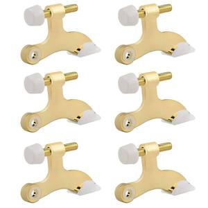 lot 20014 image: HOMOTEK 6 Pack Hinge Pin Bright Brass Door Stopper, Gold Door Stops, Adjustable Deluxe Heavy Duty Door Stopper 2-12inx1-34in,with White Rubber Bumper Tips